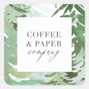 Weihnachten im Aquarellwald Quadratischer Aufkleber