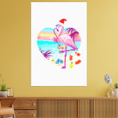 Weihnachten im August Rosa Flamingo in Weihnachtsm Leinwanddruck (Insitu (Wohnzimmer))