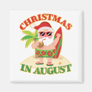 Weihnachten im August Santa Beach Surfboard Magnet