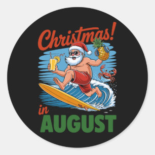 Weihnachten im August Sommerurlaub Weihnachten Runder Aufkleber
