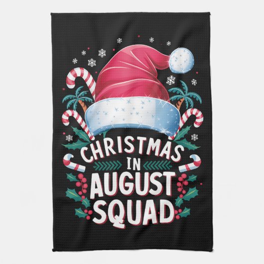 Weihnachten im August Squad Funny Summer Xmas Geschirrtuch (Vertikal)