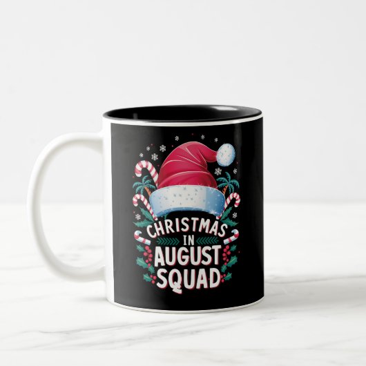 Weihnachten im August Squad Funny Summer Xmas Zweifarbige Tasse (Links)