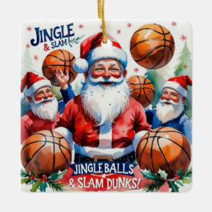 Weihnachten im Basketball mit Weihnachtsmann Keramikornament