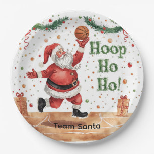 Weihnachten im Basketball mit Weihnachtsmann Pappteller