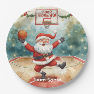 Weihnachten im Basketball mit Weihnachtsmann Pappteller