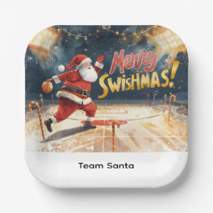 Weihnachten im Basketball mit Weihnachtsmann Pappteller