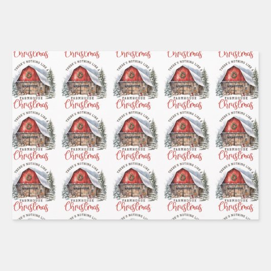 Weihnachten im Bauernhaus des Barns Geschenkpapier Set (Vorderseite 3)