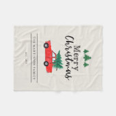 Weihnachten im Bauernhof | Baum auf dem Roten Auto Fleecedecke (Vorderseite (Horizontal))