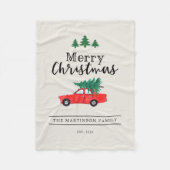Weihnachten im Bauernhof | Baum auf dem Roten Auto Fleecedecke (Vorderseite)