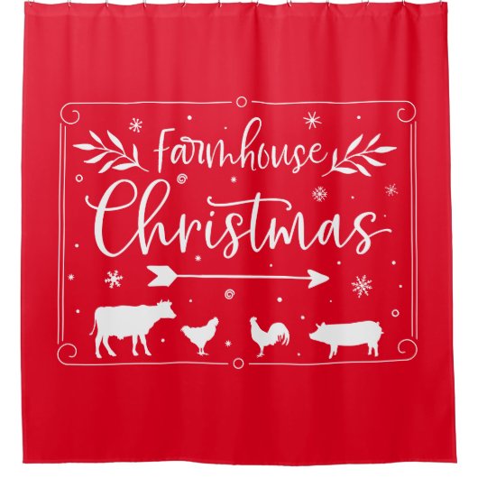 Weihnachten im Bauernhof Duschvorhang (Vorderseite)
