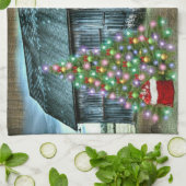 Weihnachten im Bauernhof Rustikaler Stall Geschirrtuch (Gefaltet)