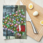 Weihnachten im Bauernhof Rustikaler Stall Geschirrtuch (Viertel Falte)