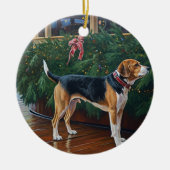 Weihnachten im Beagle - Feierliche Hochzeit Keramik Ornament (Vorne)
