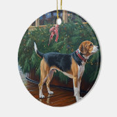 Weihnachten im Beagle - Feierliche Hochzeit Keramik Ornament (Links)