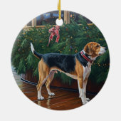 Weihnachten im Beagle - Feierliche Hochzeit Keramik Ornament (Hinten)