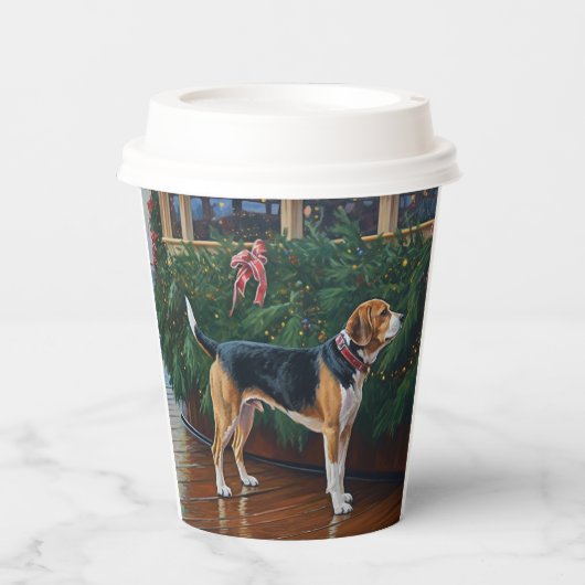Weihnachten im Beagle - Feierliche Hochzeit Pappbecher (Vorderseite)