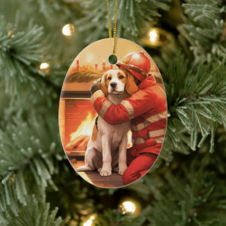 Weihnachten im Beagle, Geschenk für den Hundefeuer Keramik Ornament