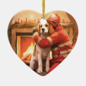 Weihnachten im Beagle, Geschenk für den Hundefeuer Keramik Ornament (Vorne)