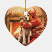 Weihnachten im Beagle, Geschenk für den Hundefeuer Keramik Ornament (Hinten)