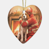 Weihnachten im Beagle, Geschenk für den Hundefeuer Keramik Ornament (Links)