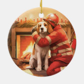 Weihnachten im Beagle, Geschenk für den Hundefeuer Keramik Ornament (Hinten)
