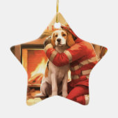 Weihnachten im Beagle, Geschenk für den Hundefeuer Keramik Ornament (Vorne)