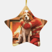 Weihnachten im Beagle, Geschenk für den Hundefeuer Keramik Ornament (Hinten)