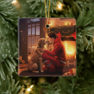 Weihnachten im Beagle, Geschenk für den Hundefeuer Keramikornament
