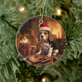 Weihnachten im Beagle, Geschenk für die Beagle-Pol Keramik Ornament