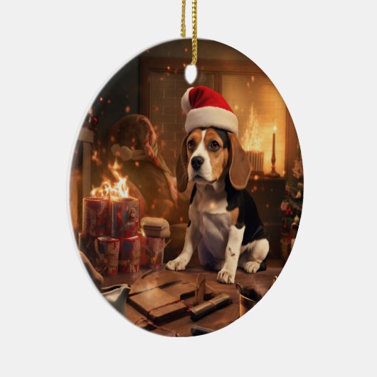 Weihnachten im Beagle, Geschenk für die Beagle-Pol Keramik Ornament (Rechts)