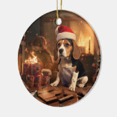 Weihnachten im Beagle, Geschenk für die Beagle-Pol Keramik Ornament (Links)