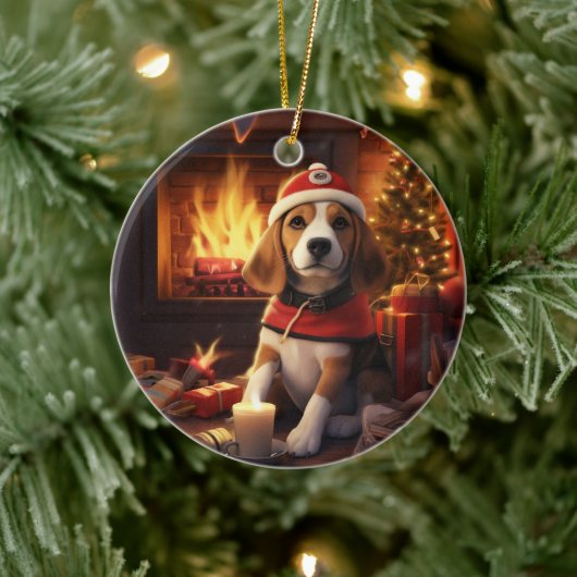Weihnachten im Beagle, Geschenk für die Beagle-Pol Keramik Ornament (Baum)