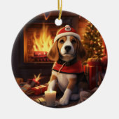 Weihnachten im Beagle, Geschenk für die Beagle-Pol Keramik Ornament (Vorne)