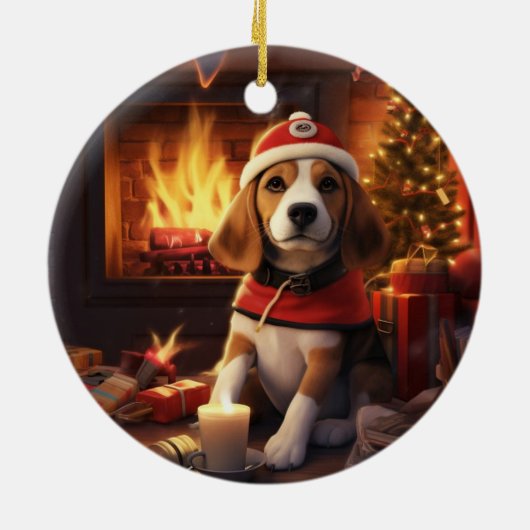 Weihnachten im Beagle, Geschenk für die Beagle-Pol Keramik Ornament (Hinten)