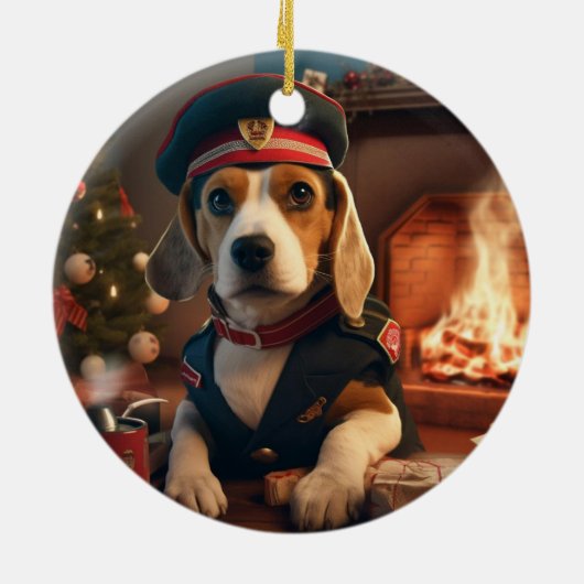 Weihnachten im Beagle, Geschenk für die Beagle-Pol Keramik Ornament (Hinten)