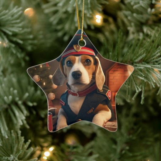 Weihnachten im Beagle, Geschenk für die Beagle-Pol Keramik Ornament (Baum)