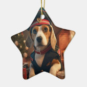 Weihnachten im Beagle, Geschenk für die Beagle-Pol Keramik Ornament (Links)