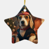 Weihnachten im Beagle, Geschenk für die Beagle-Pol Keramik Ornament (Hinten)