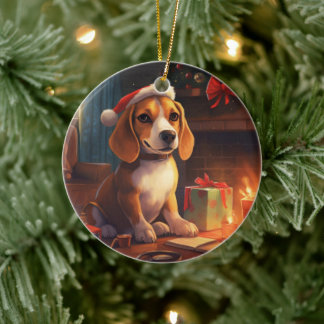 Weihnachten im Beagle, Geschenk für die Beagle-Pol Keramik Ornament