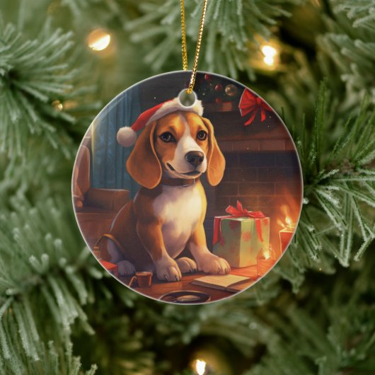 Weihnachten im Beagle, Geschenk für die Beagle-Pol Keramik Ornament (Baum)