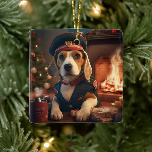 Weihnachten im Beagle, Geschenk für die Beagle-Pol Keramikornament (Baum)