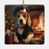 Weihnachten im Beagle, Geschenk für die Beagle-Pol Keramikornament (Vorderseite)