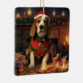 Weihnachten im Beagle, Geschenk für die Beagle-Pol Keramikornament (Rechts)
