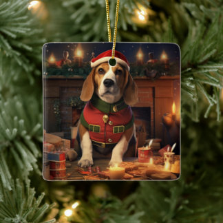 Weihnachten im Beagle, Geschenk für die Beagle-Pol Keramikornament