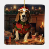 Weihnachten im Beagle, Geschenk für die Beagle-Pol Keramikornament (Rückseite)