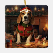 Weihnachten im Beagle, Geschenk für die Beagle-Pol Keramikornament (Vorderseite)