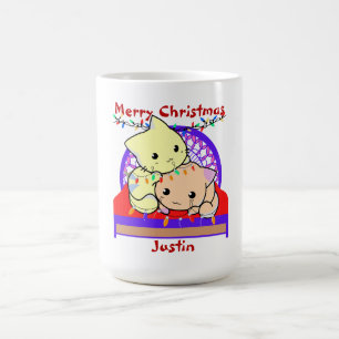 Weihnachten im Bett, personalisierter Name Kaffeetasse