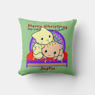 Weihnachten im Bett, personalisierter Name Kissen