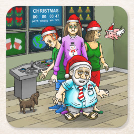 Weihnachten im Büro Rechteckiger Pappuntersetzer