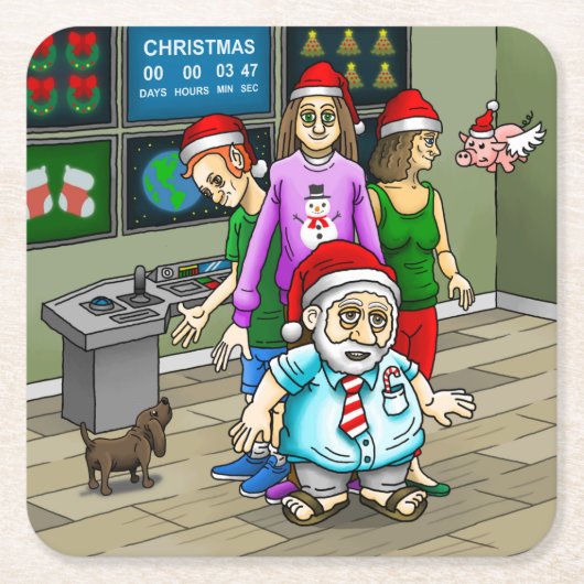 Weihnachten im Büro Rechteckiger Pappuntersetzer (Vorderseite)